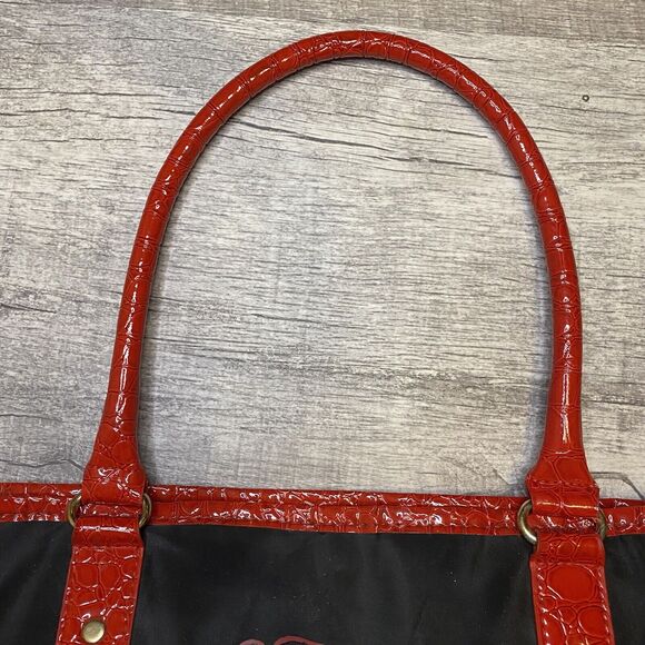 Ed Hardy Nylon Red and Black Mermaid Shoulder Tote Bag - Picture 8 of 12
